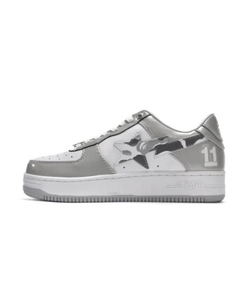 Bapesta A Bathing Ape Bape Sta Low White Grey Mirror Surface